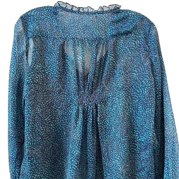 Roxy Indigo Ditsy Gypsy Garden Peasant Top Size Medium - Picture 5 of 11